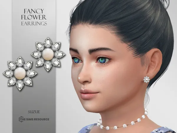 Alpha Fancy Earrings Child - The Sims 4 Custom Content