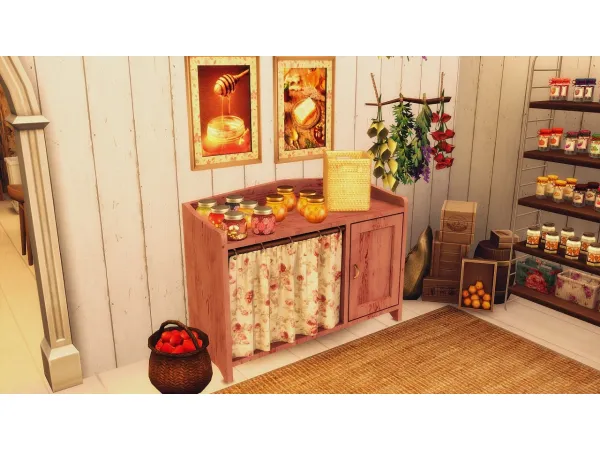 Mix Shabby Chic Cabinet w Curtain by simsfinds - The Sims 4 Custom Content
