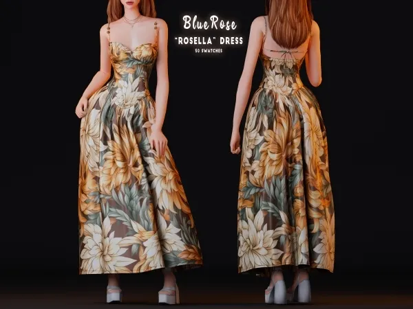 Alpha Rosella Long Dress BRsims - The Sims 4 Custom Content