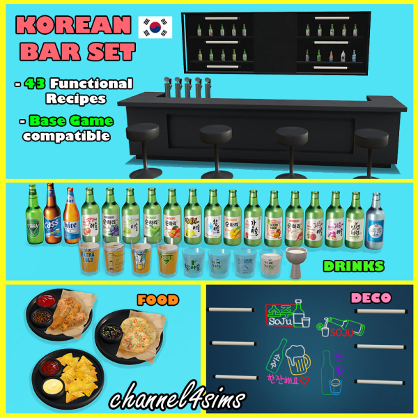 Alpha Korean Bar Set by simsfinds - The Sims 4 Custom Content