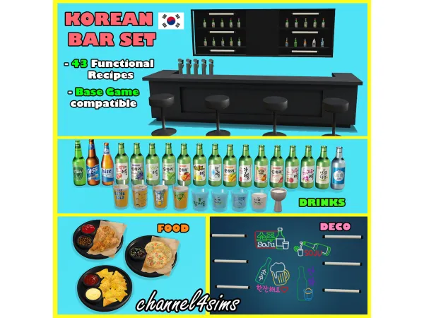 Alpha Korean Bar Set by channel4sims - The Sims 4 Custom Content