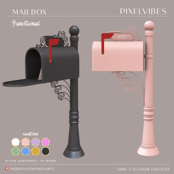 Alpha Mailbox by pixelvibes - The Sims 4 Custom Content