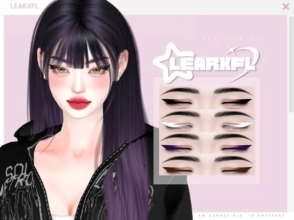 Alpha Eyeliner N15 by Learxfl - The Sims 4 Custom Content