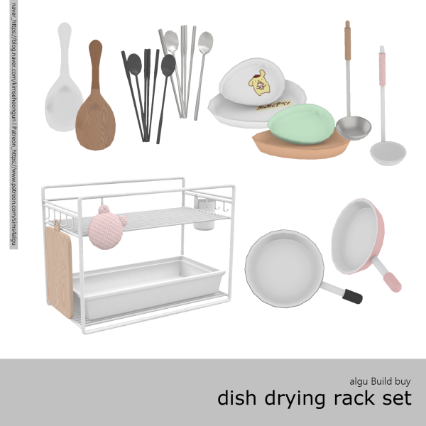 Mix [algu] dish drying rack set by simsfinds - The Sims 4 Custom Content