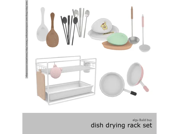 Mix [algu] dish drying rack set by sims4algu - The Sims 4 Custom Content