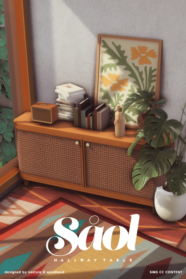 Maxis Match [N O S T Y L E X W O O D L A N D]Såol Hallway table by simsfinds - The Sims 4 Custom Content