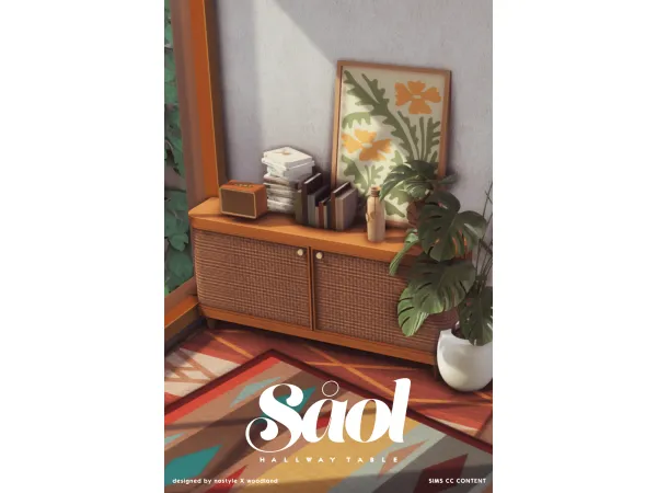 Maxis Match [N O S T Y L E X W O O D L A N D]Såol Hallway table - The Sims 4 Custom Content