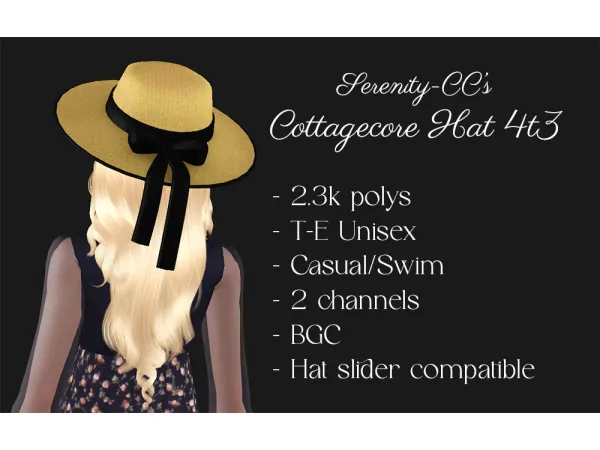 serenity ccs Cottagecore Hat 4t3 conversion - The Sims 3 Custom Content