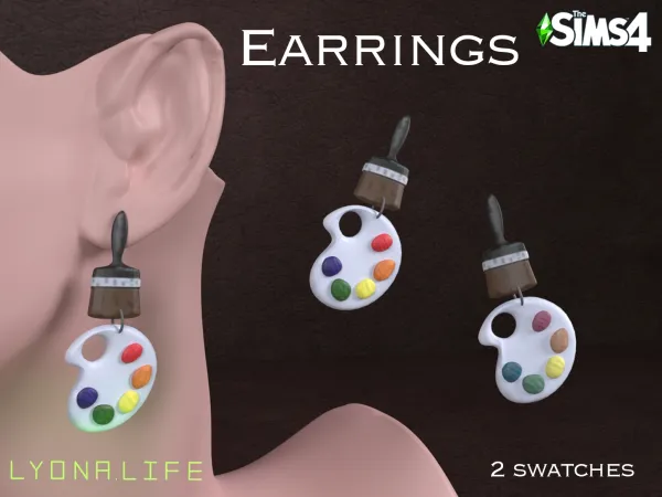 Mix Sims 4 Earrings Artist by lyonalife - The Sims 4 Custom Content