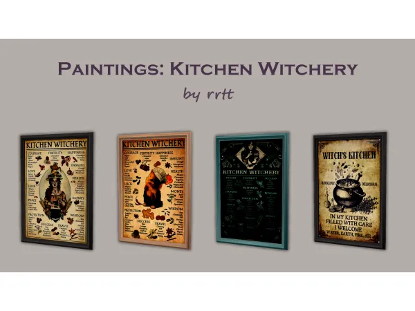 Alpha Paintings Kitchen Witchery by rrtt - The Sims 4 Custom Content