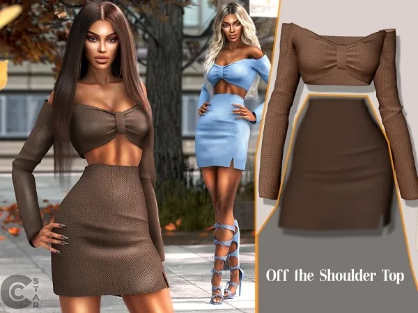 Alpha Knitted Off the Shoulder Top by cool_content_star - The Sims 4 Custom Content