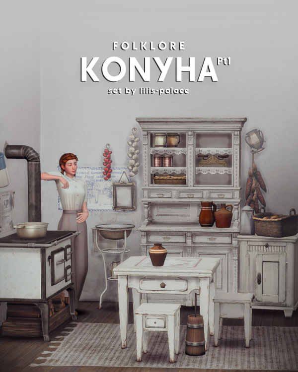 Mix FOLKLORE Konyha Set Pt1 by simsfinds - The Sims 4 Custom Content