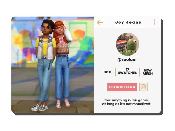 Maxis Match Kids Joy Jeans by soolani - The Sims 4 Custom Content