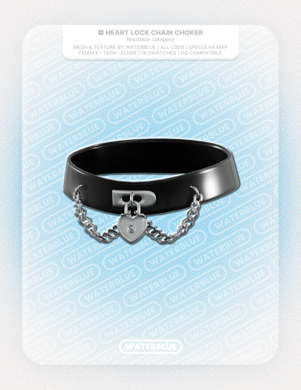 Alpha HEART LOCK CHAIN CHOKER by simsfinds - The Sims 4 Custom Content