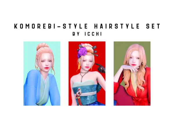 Maxis Match Komorebi style hairstyle set by icchisims - The Sims 4 Custom Content