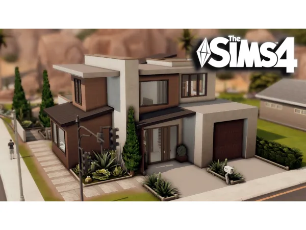 Maxis Match Modern Concrete house by bojanasims - The Sims 4 Custom Content
