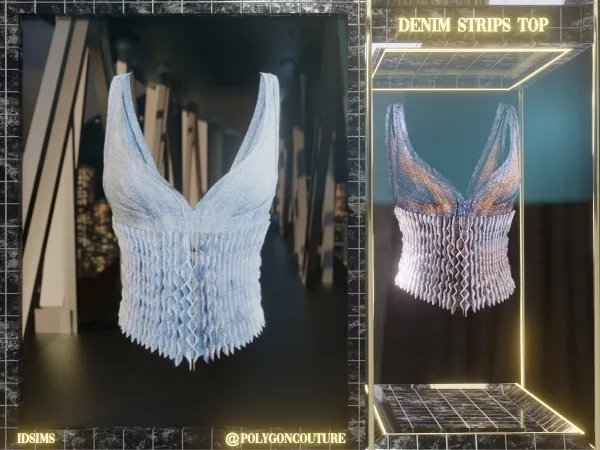 Alpha Denim Strips Top Corset - The Sims 4 Custom Content