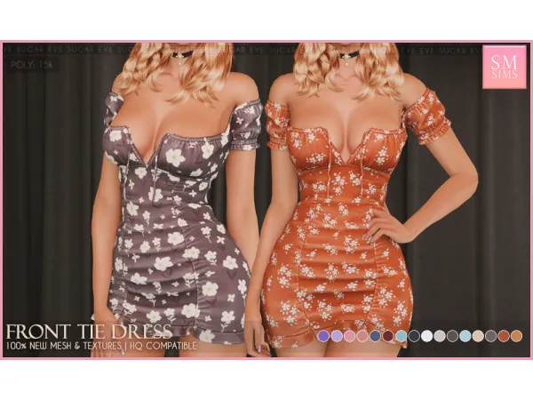 Alpha Front Tie Dress by smsims - The Sims 4 Custom Content