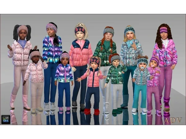 Alpha winter outfits for girls and toddler girls - The Sims 4 Custom Content