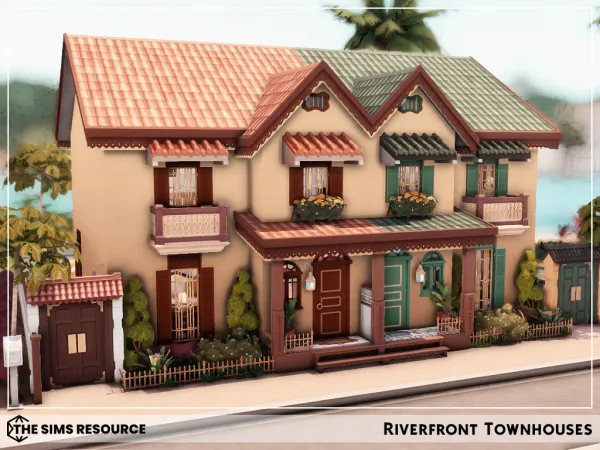 Mix Riverfront Townhouses - The Sims 4 Custom Content