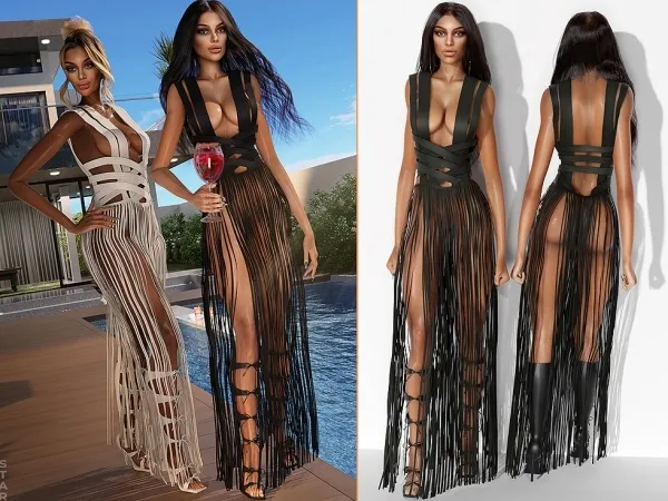 Alpha Tassel Noir Gown - The Sims 4 Custom Content