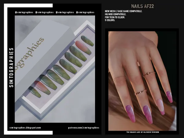 Alpha Nails AF22 - The Sims 4 Custom Content