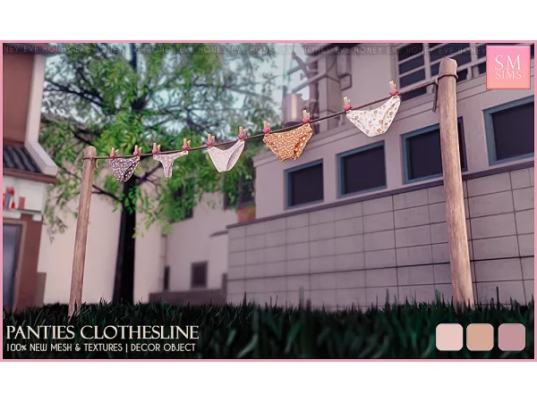 Alpha Panties Clothesline - The Sims 4 Custom Content
