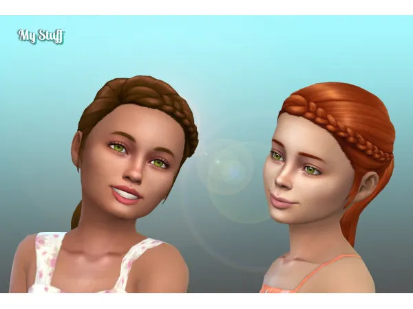 Maxis Match Pony Mid Braid for Girls by kiarazurk - The Sims 4 Custom Content