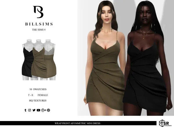 Alpha Wrap Front Asymmetric Mini Dress ( ) - The Sims 4 Custom Content