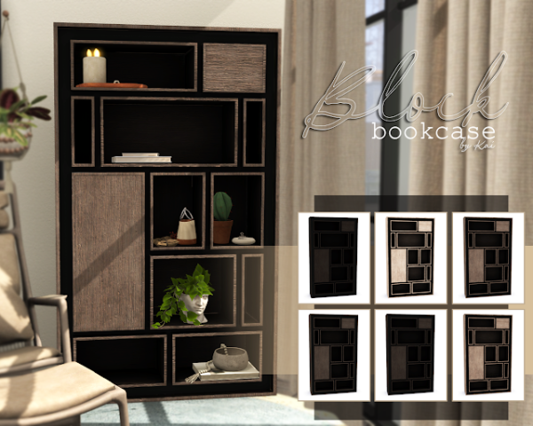Alpha BLOCK BOOKCASE by simsfinds - The Sims 4 Custom Content