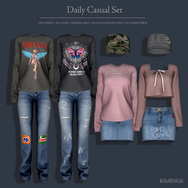 Alpha [RIMINGS] Daily Casual Set by simsfinds - The Sims 4 Custom Content