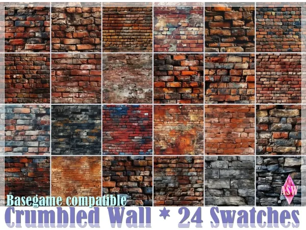 Alpha Crumbled Walls by AnnettsSims4Welt - The Sims 4 Custom Content
