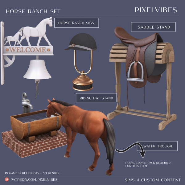 Alpha Horse Ranch Set by pixelvibes - The Sims 4 Custom Content