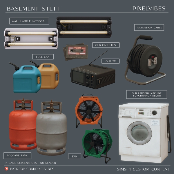 Alpha Basement Stuff by pixelvibes - The Sims 4 Custom Content