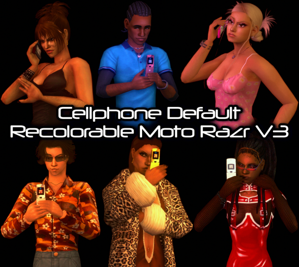 Cellphone Default RECOLORABLE Moto Razr V3 by simsfinds - The Sims 2 Custom Content