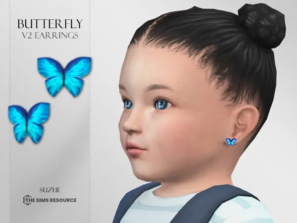 Alpha Butterfly V2 Earrings Infant - The Sims 4 Custom Content