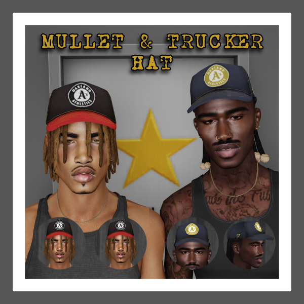 Alpha MULLET TRUCKER HAT by simsfinds - The Sims 4 Custom Content