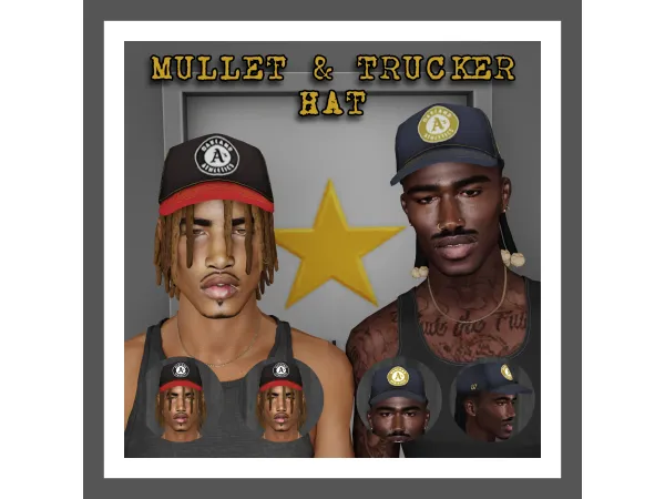 Alpha MULLET TRUCKER HAT by khadijah551 - The Sims 4 Custom Content