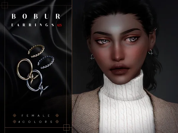 Alpha Barbed wire cuff earrings by bobur - The Sims 4 Custom Content