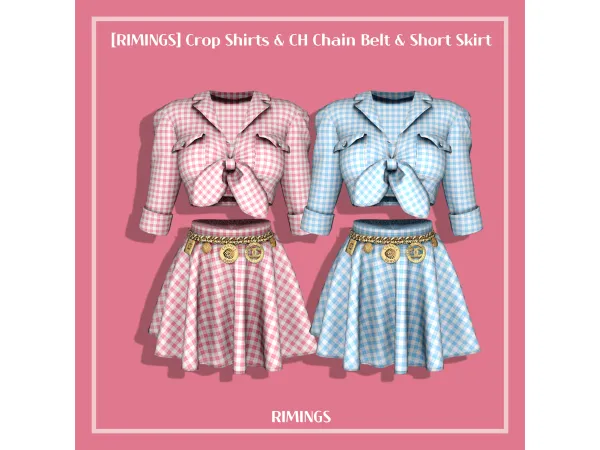 Alpha [RIMINGS] Crop Shirts CH Chain Belt Short Skirt by RIMINGS - The Sims 4 Custom Content