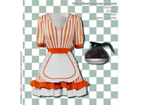 [simna] Retro diner waitress uniform