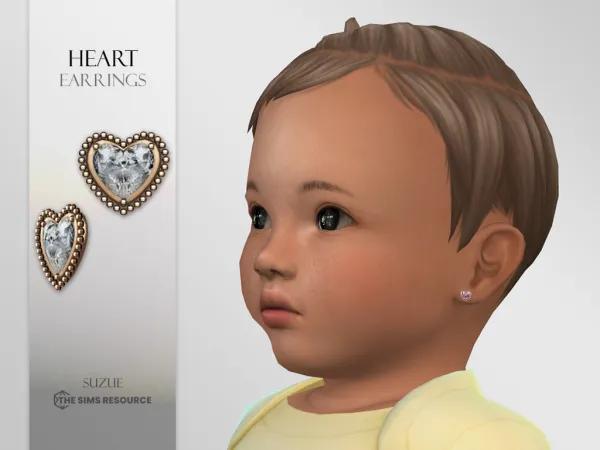 Alpha Heart Earrings Infant - The Sims 4 Custom Content