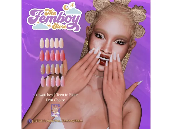 Alpha [FEMBOY] Natural Classy nails by the_FemboyStore - The Sims 4 Custom Content
