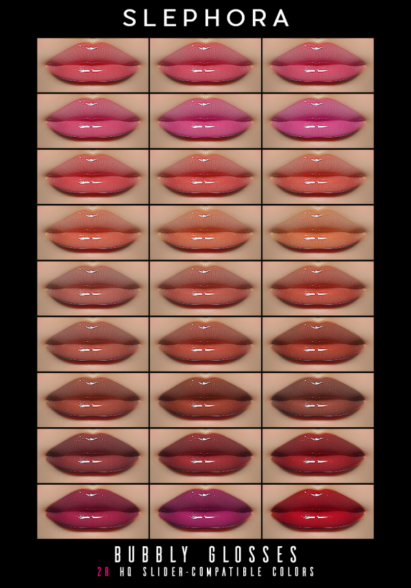 Alpha BUBBLY GLOSSES by simsfinds - The Sims 4 Custom Content