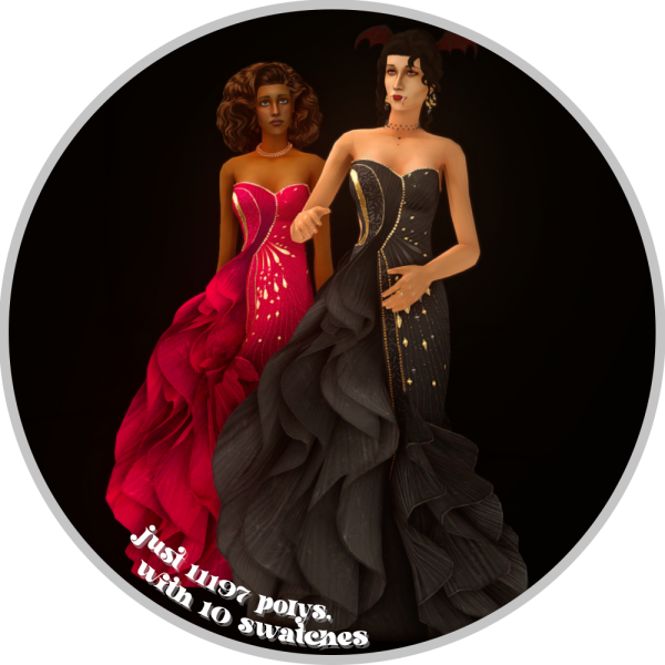 bicolor gown by simsfinds - The Sims 2 Custom Content