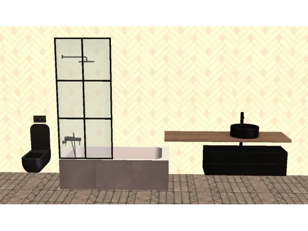 Hugo Bathroom Shower Sink and Toilet for - The Sims 2 Custom Content