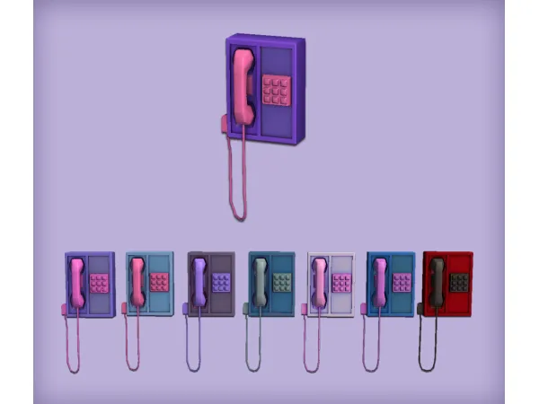 Minty Jinx (Retro Vintage) Wall Mounted Landline Telephone Functional for - The Sims 2 Custom Content