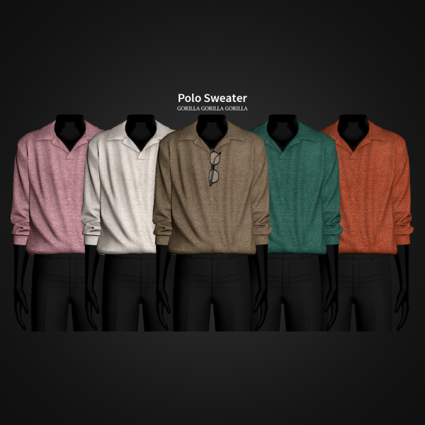 Alpha Polo Sweater Hanging Horn Rimmed Glasses by simsfinds - The Sims 4 Custom Content