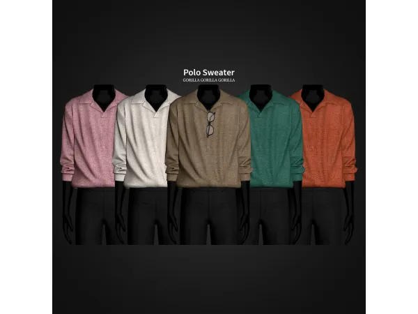 Alpha Polo Sweater Hanging Horn Rimmed Glasses by gorillax3 - The Sims 4 Custom Content