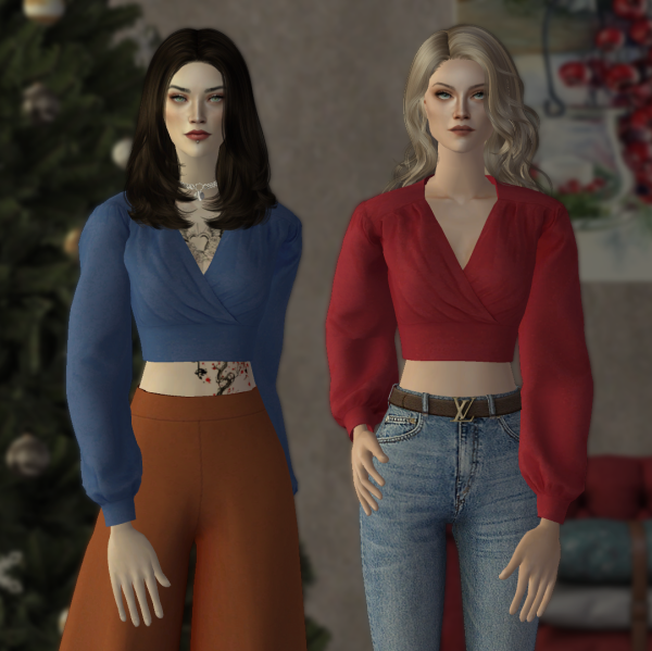 4t2 LazyEyelids Crop Blouse by simsfinds - The Sims 2 Custom Content